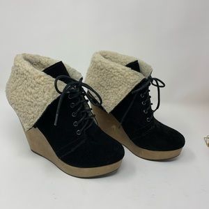 Naughty Monkey Suede and Shearling Lace-Up Booties